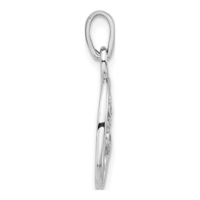 Sterling Silver Flower Oval Pendant – view 2
