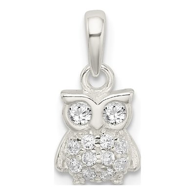 Sterling Silver CZ Owl Pendant