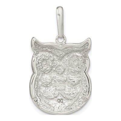 Sterling Silver Onyx & Mother of Pearl MOP Owl Pendant – view 3