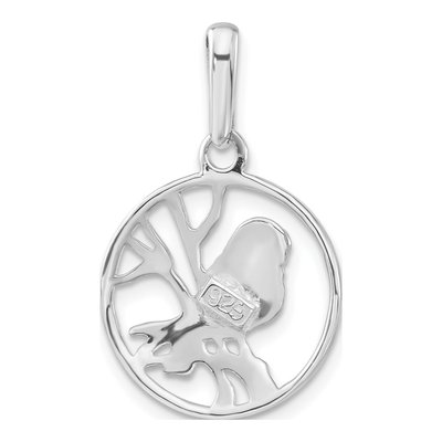 Sterling Silver Bird Circle Pendant – view 3