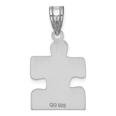 Sterling Silver Autism Puzzle Piece Pendant – view 4
