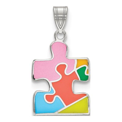 Sterling Silver Autism Puzzle Piece Pendant
