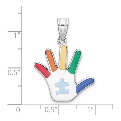 Sterling Silver Autism Puzzle Handprint Pendant – view 5