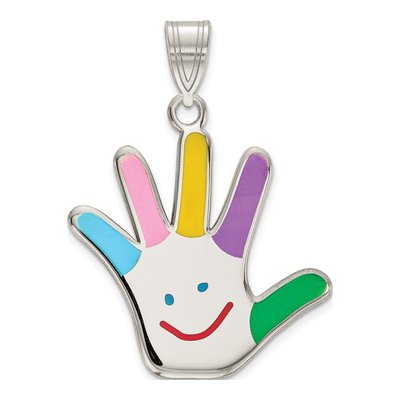 Sterling Silver Autism Awareness Handprint Pendant