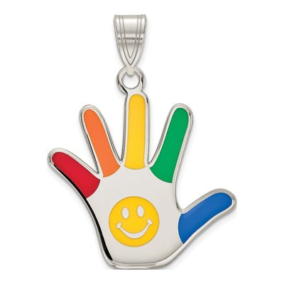 Sterling Silver Autism Awareness Handprint Pendant