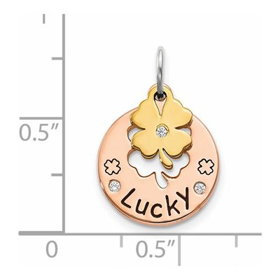 Rose Gold-Plated Sterling Silver CZ Four Leaf Clover Pendant – view 5