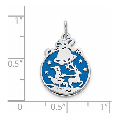 Sterling Silver Blue Enamel Santa Reindeer Pendant – view 4