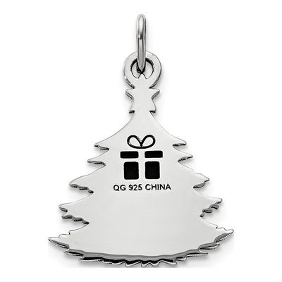 Sterling Silver Green Enamel Christmas Tree Pendant – view 3