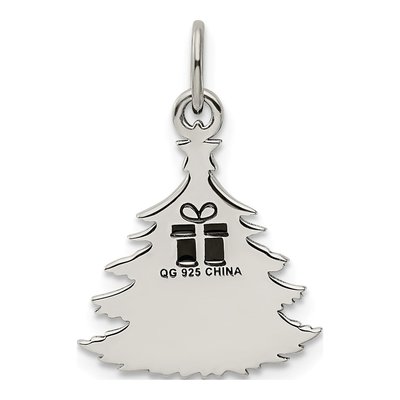 Sterling Silver Green Enamel Christmas Tree Pendant – view 4