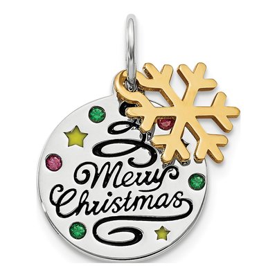 Gold-Plated Sterling Silver CZ Christmas Pendant