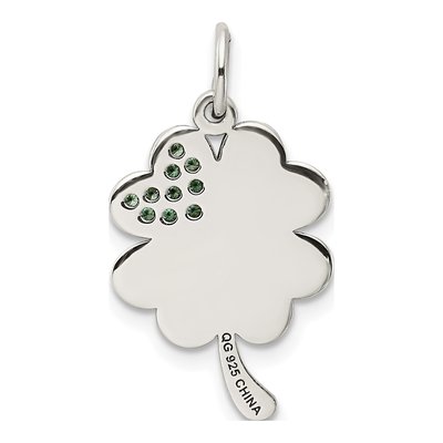 Sterling Silver CZ Enamel Hope Luck Clover Pendant – view 5