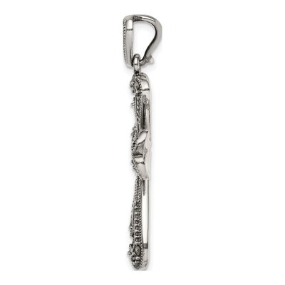 Sterling Silver Garnet Marcasite Cross Pendant – view 3