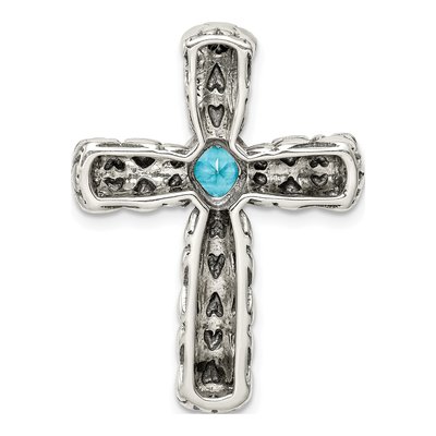 Sterling Silver Blue CZ Cross Slide Pendant – view 4