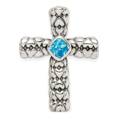Sterling Silver CZ Cross Slide Pendant