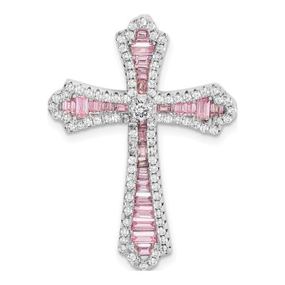 Sterling Silver CZ Cross Slide Pendant