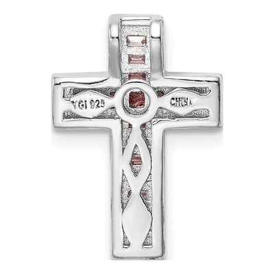 Sterling Silver Pink CZ Cross Slide Pendant – view 4