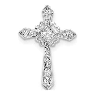 Sterling Silver CZ Cross Slide Pendant