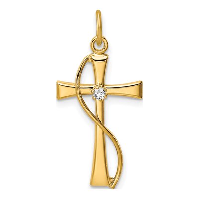 Gold-Plated Sterling Silver CZ Cross Pendant