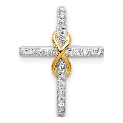 Gold-Plated Sterling Silver CZ Cross Slide Pendant