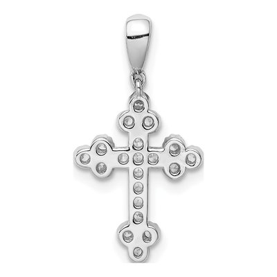 Sterling Silver CZ Budded Cross Pendant – view 4