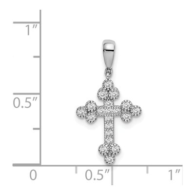 Sterling Silver CZ Budded Cross Pendant – view 5