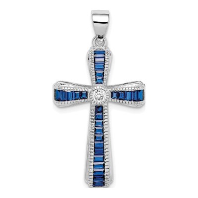 Sterling Silver CZ Cross Pendant