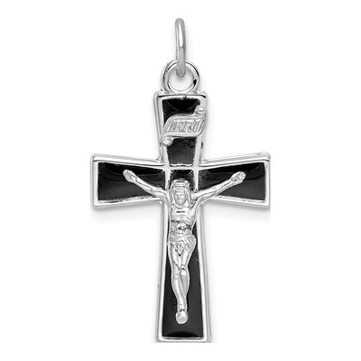 Sterling Silver Enamel Crucifix Pendant
