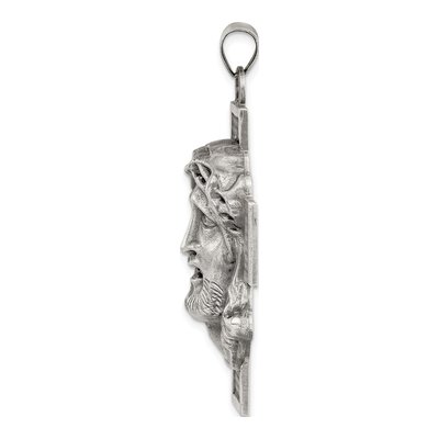 Sterling Silver Antiqued Jesus Cross Medal Pendant – view 3