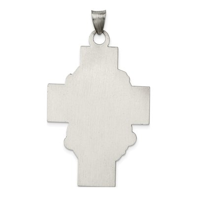 Sterling Silver Antiqued Jesus Cross Medal Pendant – view 4