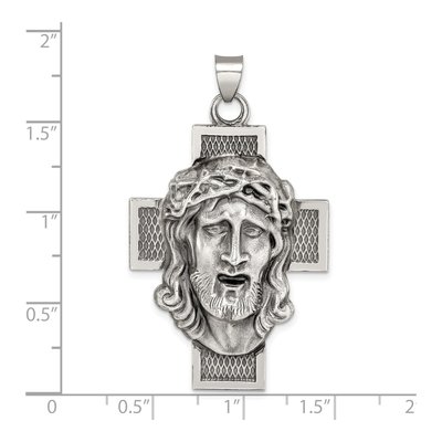 Sterling Silver Antiqued Jesus Cross Medal Pendant – view 5