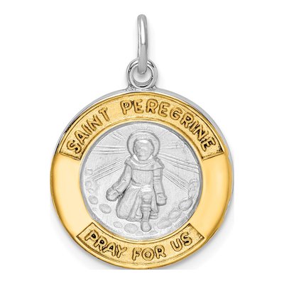 Gold-Plated Sterling Silver St Peregrine Medal Pendant
