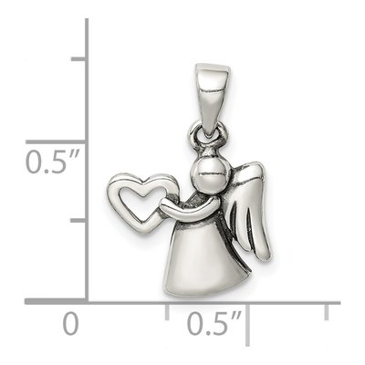 Sterling Silver Antiqued Angel Heart Pendant – view 5