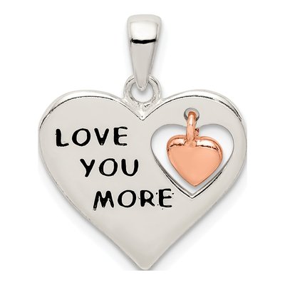 Sterling Silver LOVE YOU MORE Heart Pendant