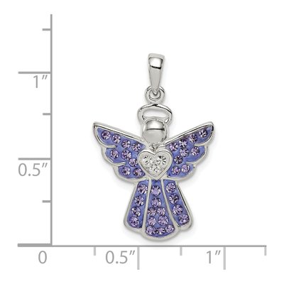 Sterling Silver Crystal Angel Pendant – view 4