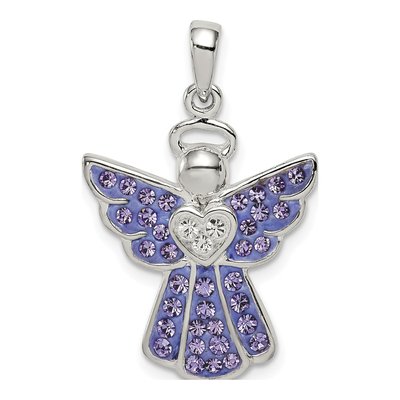 Sterling Silver Crystal Angel Pendant