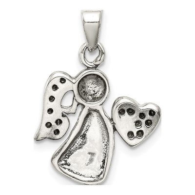 Sterling Silver CZ Antiqued Angel Charm – view 4