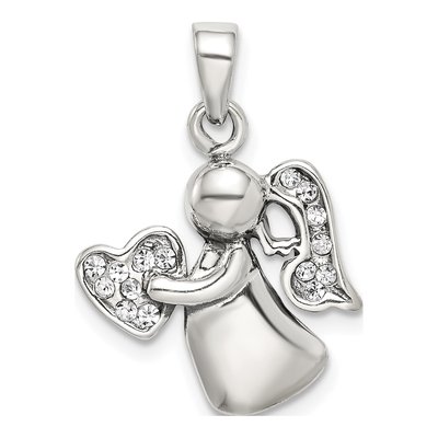 Sterling Silver CZ Antiqued Angel Charm