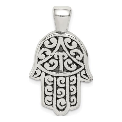 Sterling Silver Antiqued Hamsa Pendant