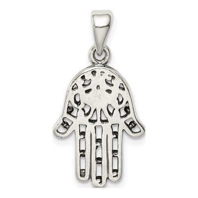 Sterling Silver Antiqued Hamsa Pendant – view 4