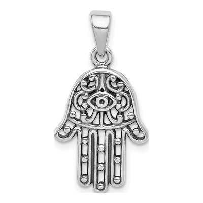 Sterling Silver Antiqued Hamsa Pendant