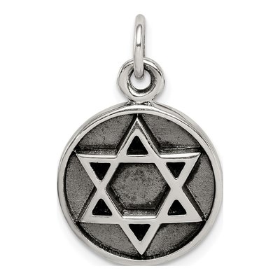 Sterling Silver Antiqued Star of David Pendant