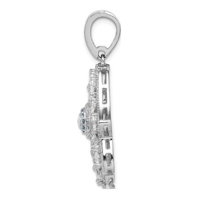 Sterling Silver CZ Hamsa Eye Pendant – view 3