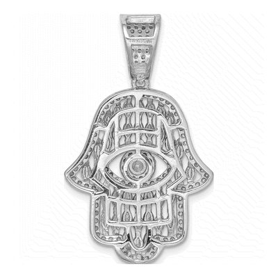Sterling Silver CZ Hamsa Eye Pendant – view 4
