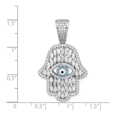 Sterling Silver CZ Hamsa Eye Pendant – view 5