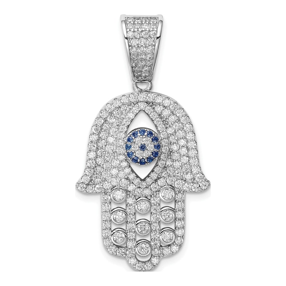 Sterling Silver Created Spinel Hamsa Pendant