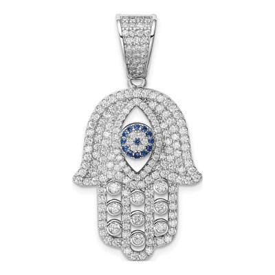 Sterling Silver Spinel Hamsa Pendant