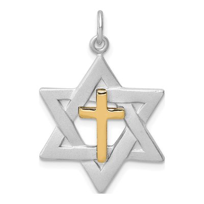 Gold-Plated Sterling Silver Cross Star of David Pendant