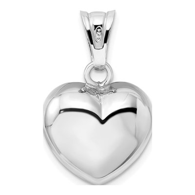 Sterling Silver Puffed Heart Bell Pendant – view 4