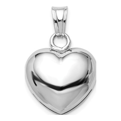 Sterling Silver Puffed Heart Bell Pendant