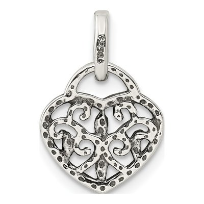 Sterling Silver Antique Heart Pendant – view 4